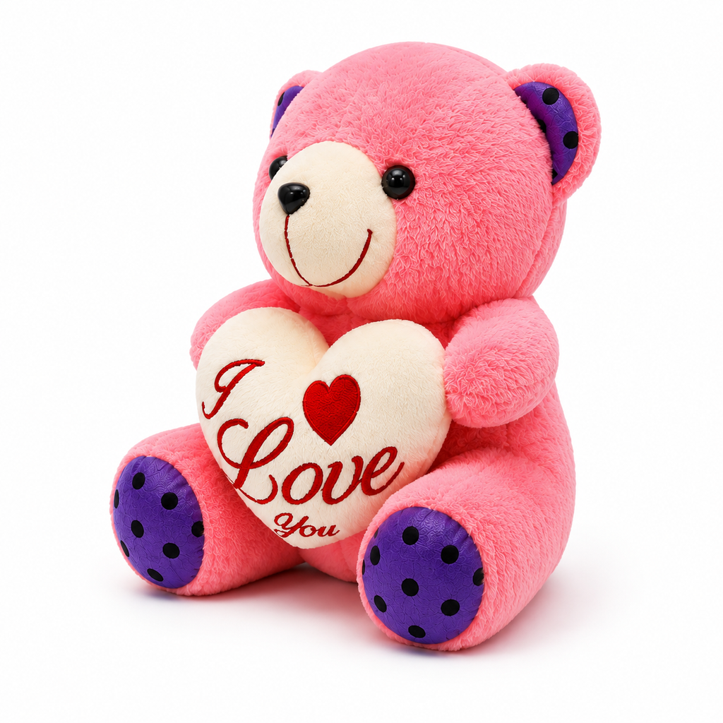 Pink “I Love You” Teddy Bear – Soft Plush Gift Toy 🧸💗
