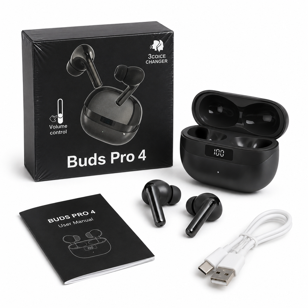 Buds Pro 4 Wireless Earbuds - Voice Changer & Smart Touch Control