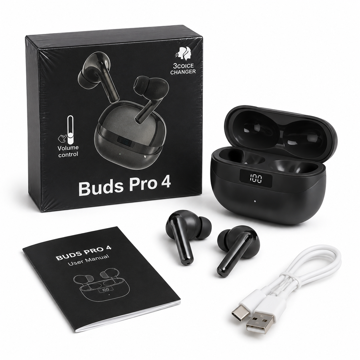 Buds Pro 4 Wireless Earbuds - Voice Changer & Smart Touch Control