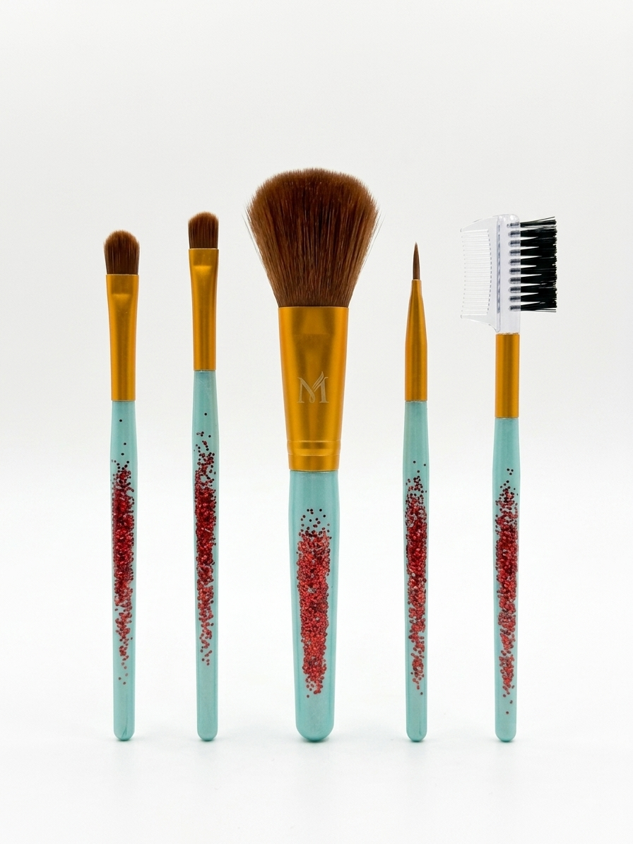 Piece Glitter Makeup Brush Set with Eyebrow Comb
