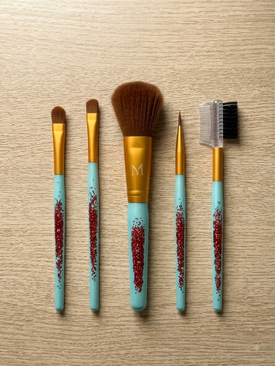 Piece Glitter Makeup Brush Set with Eyebrow Comb