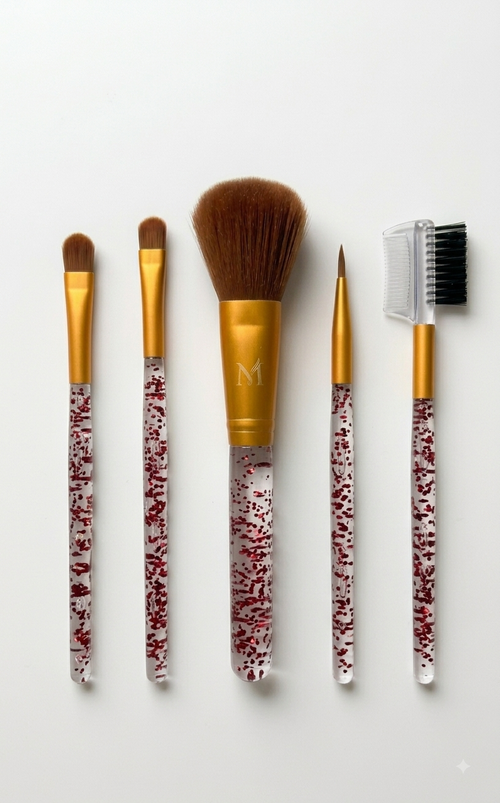 Luxury Rose Gold & Red Glitter Makeup Brush Set with Designer Gift Box