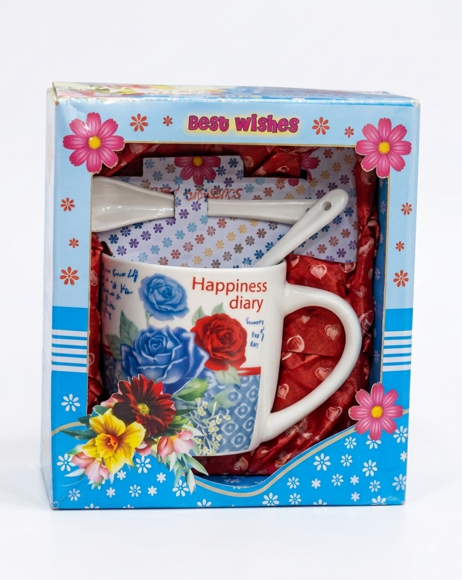 Premium Ceramic Happy Birthday Gift Mug with Spoon & Gift Box