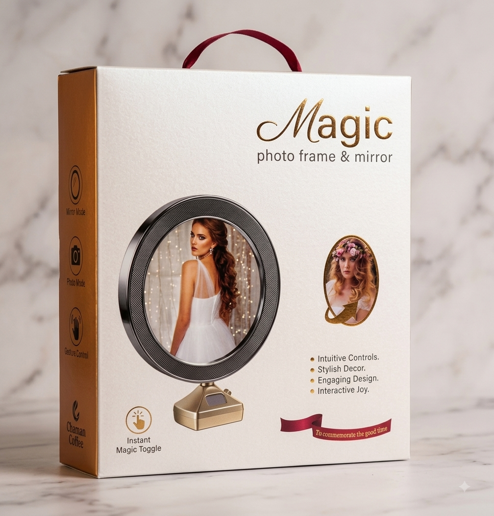 2-in-1 Magic Mirror & Photo Frame with LED Lights & Digital Clock