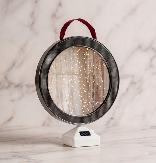 2-in-1 Magic Mirror & Photo Frame with LED Lights & Digital Clock